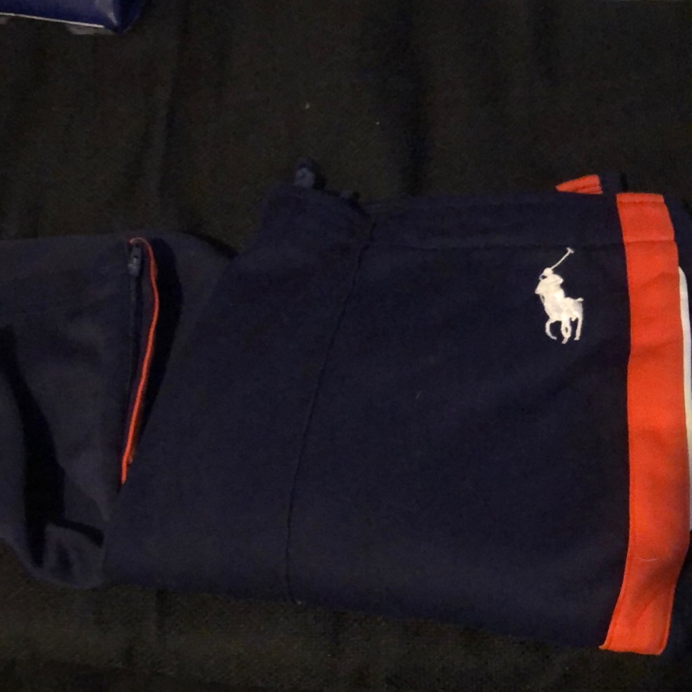 L Navy Blue/Orange Polo RL Trackpants